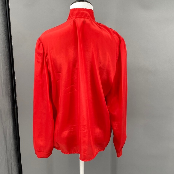 Vintage‎ Map Say NY Red Floral Vampy Blouse Women’s Med Large Button Up Western - Picture 6 of 15